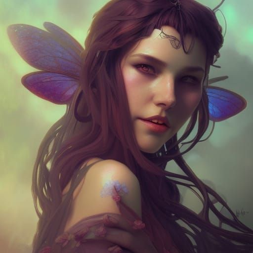Fairy Witch Portrait in Detailed Splash Art Style