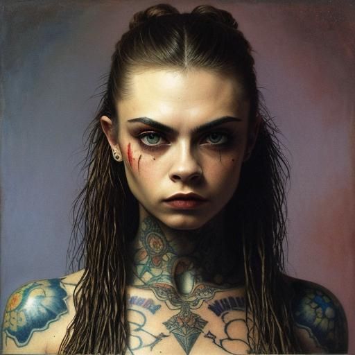 Gritty Portrait of a Pierced and Tattooed Woman