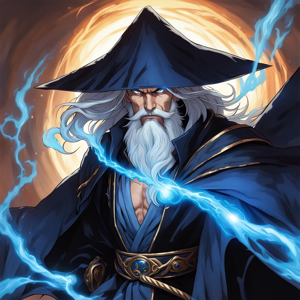 Old Mage Master of Azure Flames and Lightning