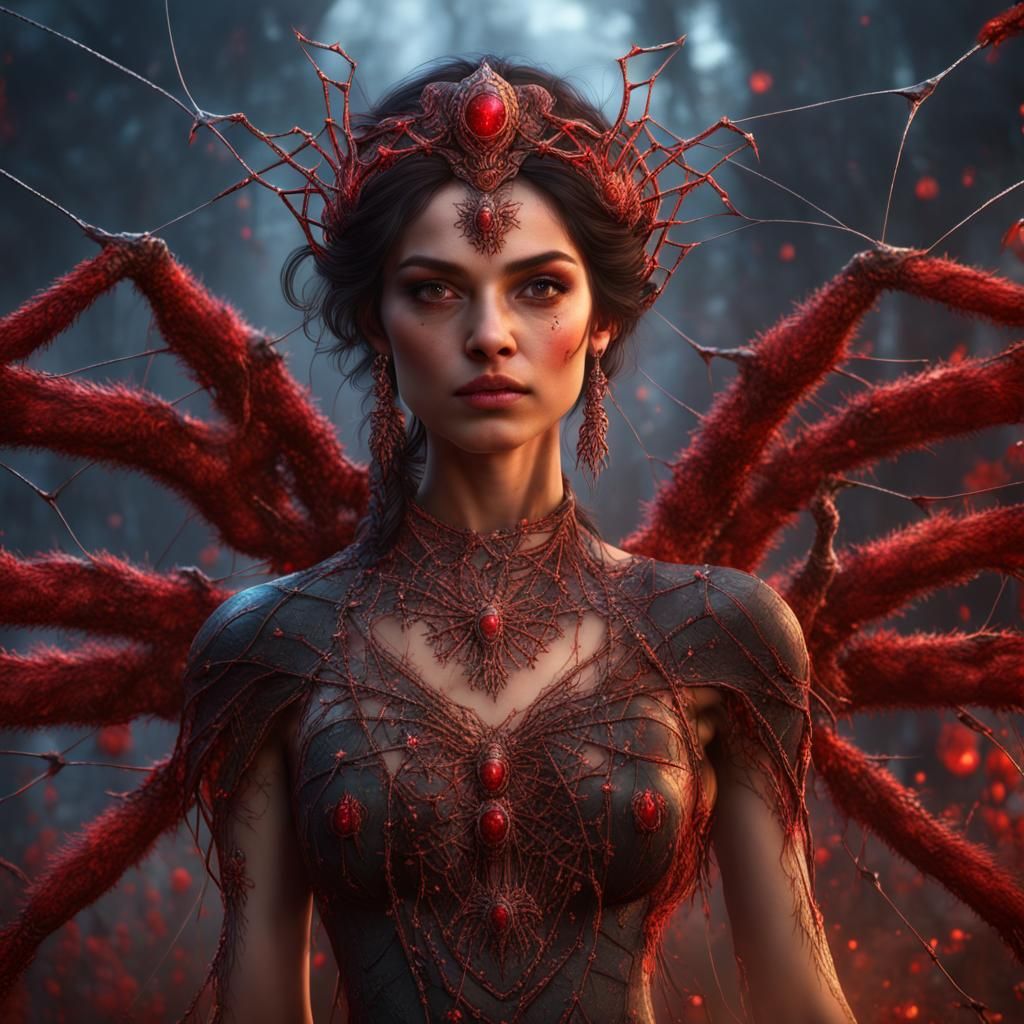 Spiderweb Winged Princess Controls Spider Army