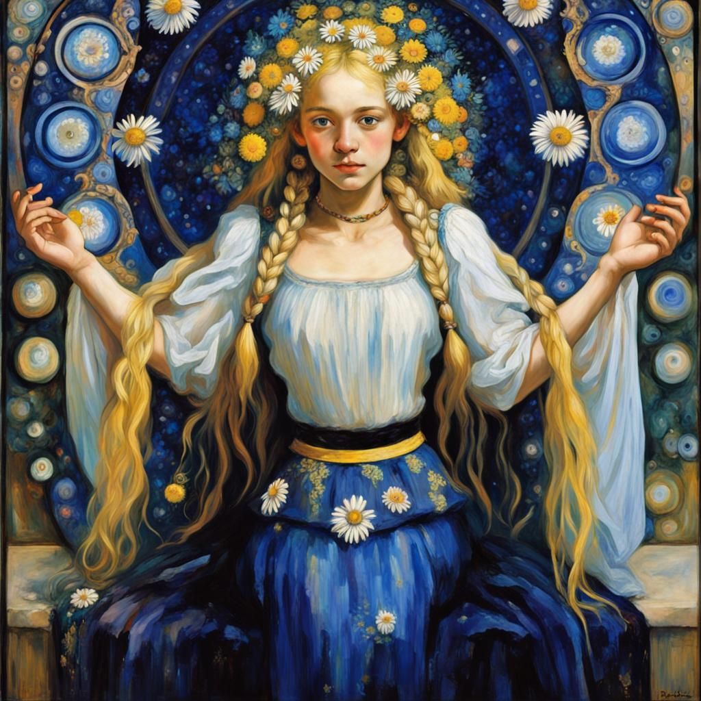 Swedish Girl with Daisy in Vivid Style