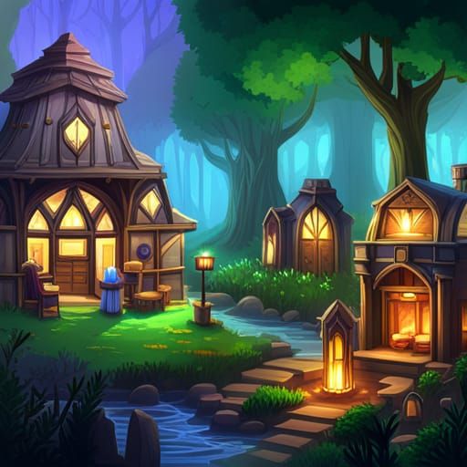 Glowing Crystals in a Fantasy RPG Shop