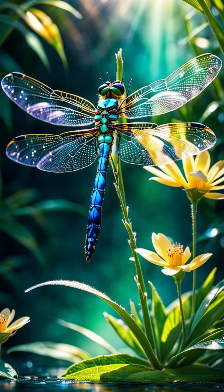 Crystal Dragonfly in Full Bloom, Graffiti Art