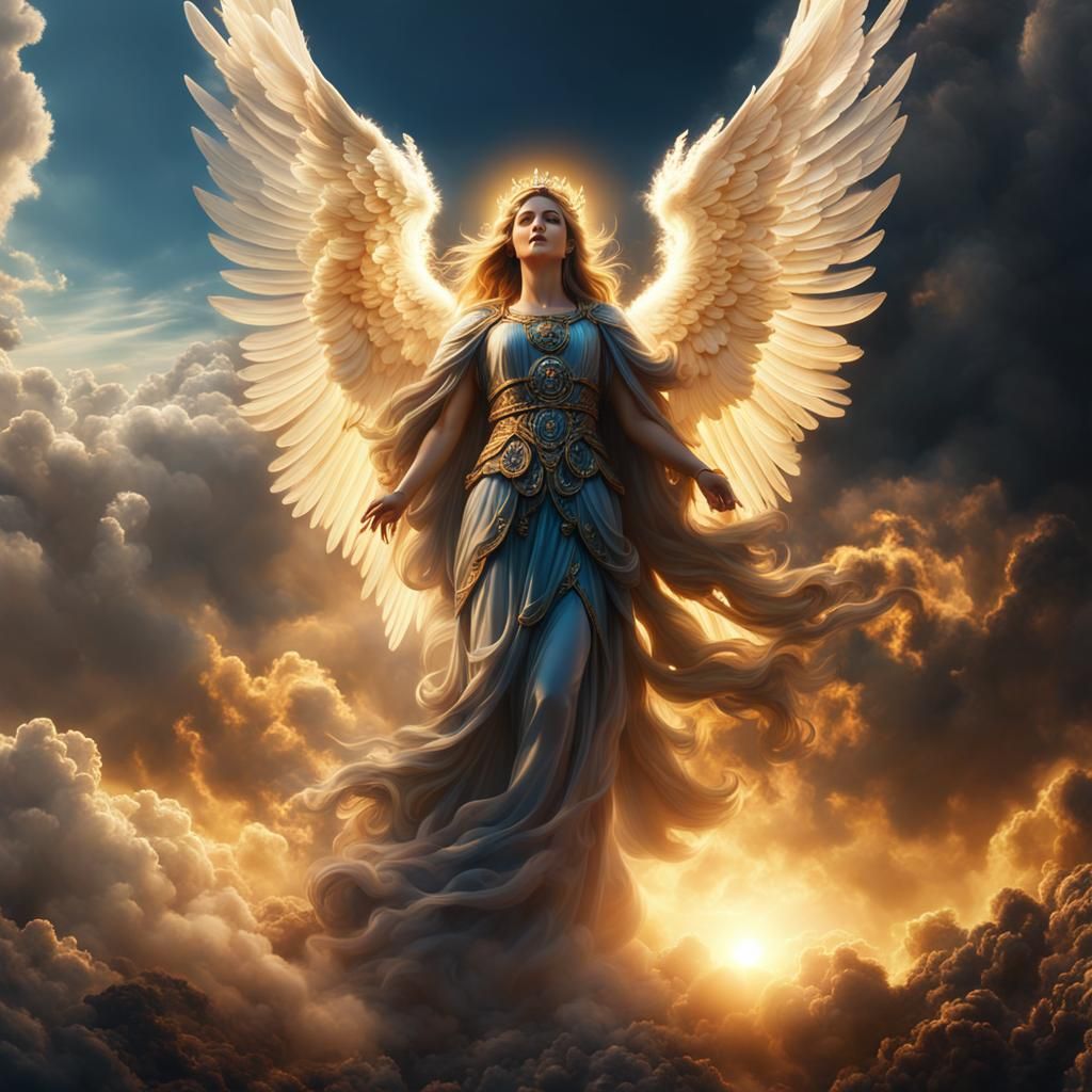 Smokey Angel in Divine Sunshine: Detailed Digital Art