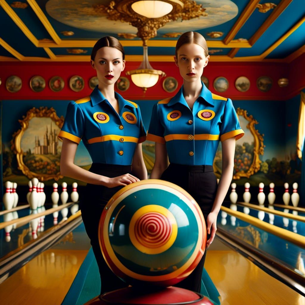 Pop Surrealism Bowling Team in Retro Style