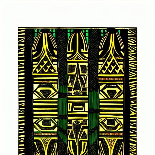 African Tribal Art Deco in Emerald, Black, and Gold