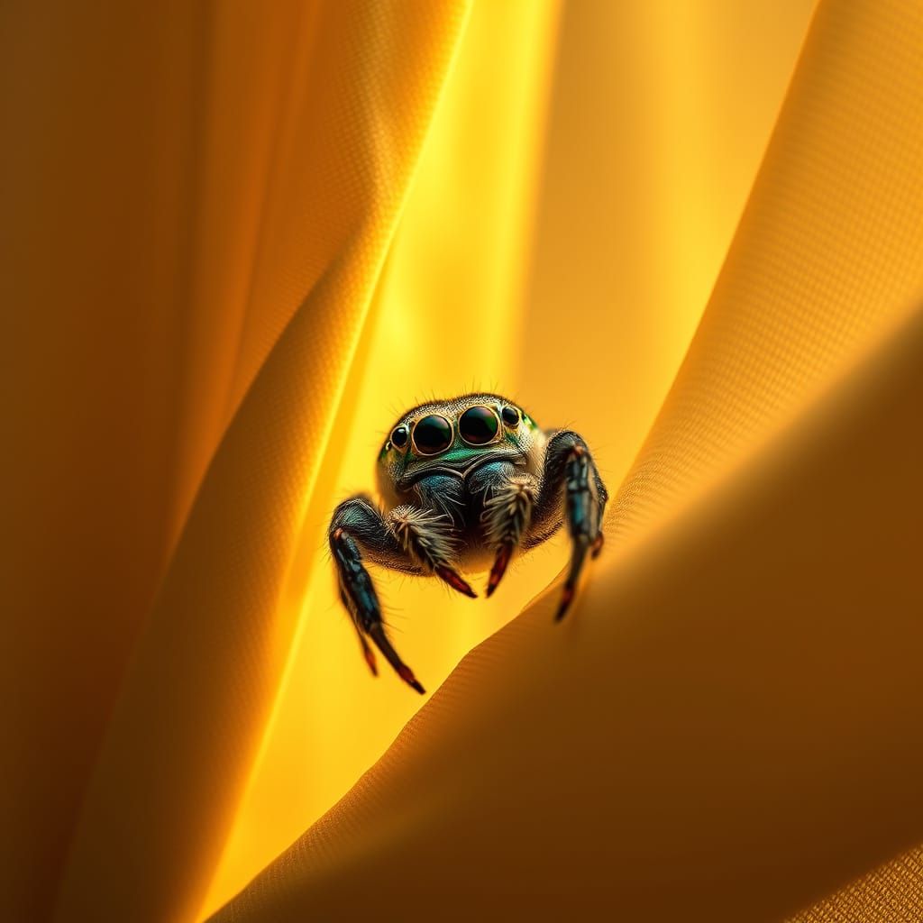 Cozy Jumping Spider in Warm, Golden Lighting