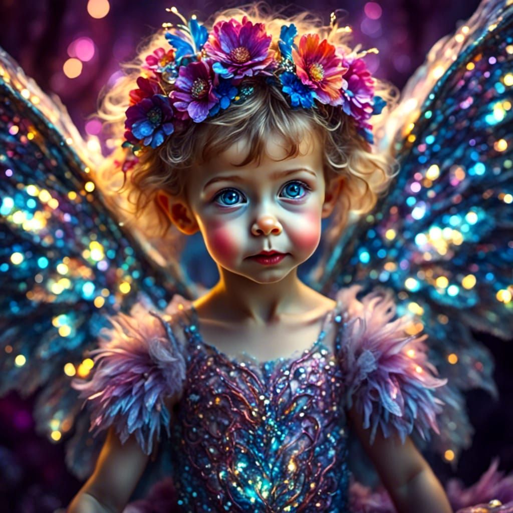 Rainbow Fur Monkey in Mystical Garden, Fantasy Art