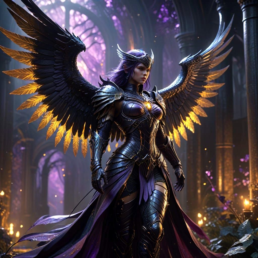 Dark Angel in Oil Painting Style