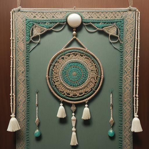 Macrame Plant Hanger in Qajar Art Style