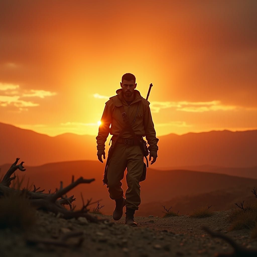 Dramatic Sunset Silhouette in Cinematic Style