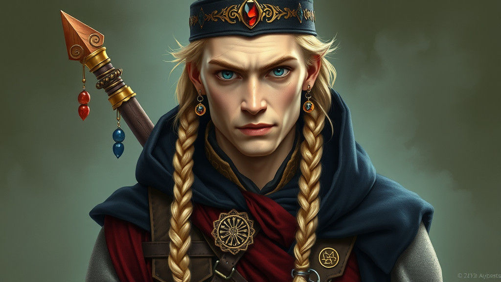 Warrior Bard Portrait with Opulent Accessories