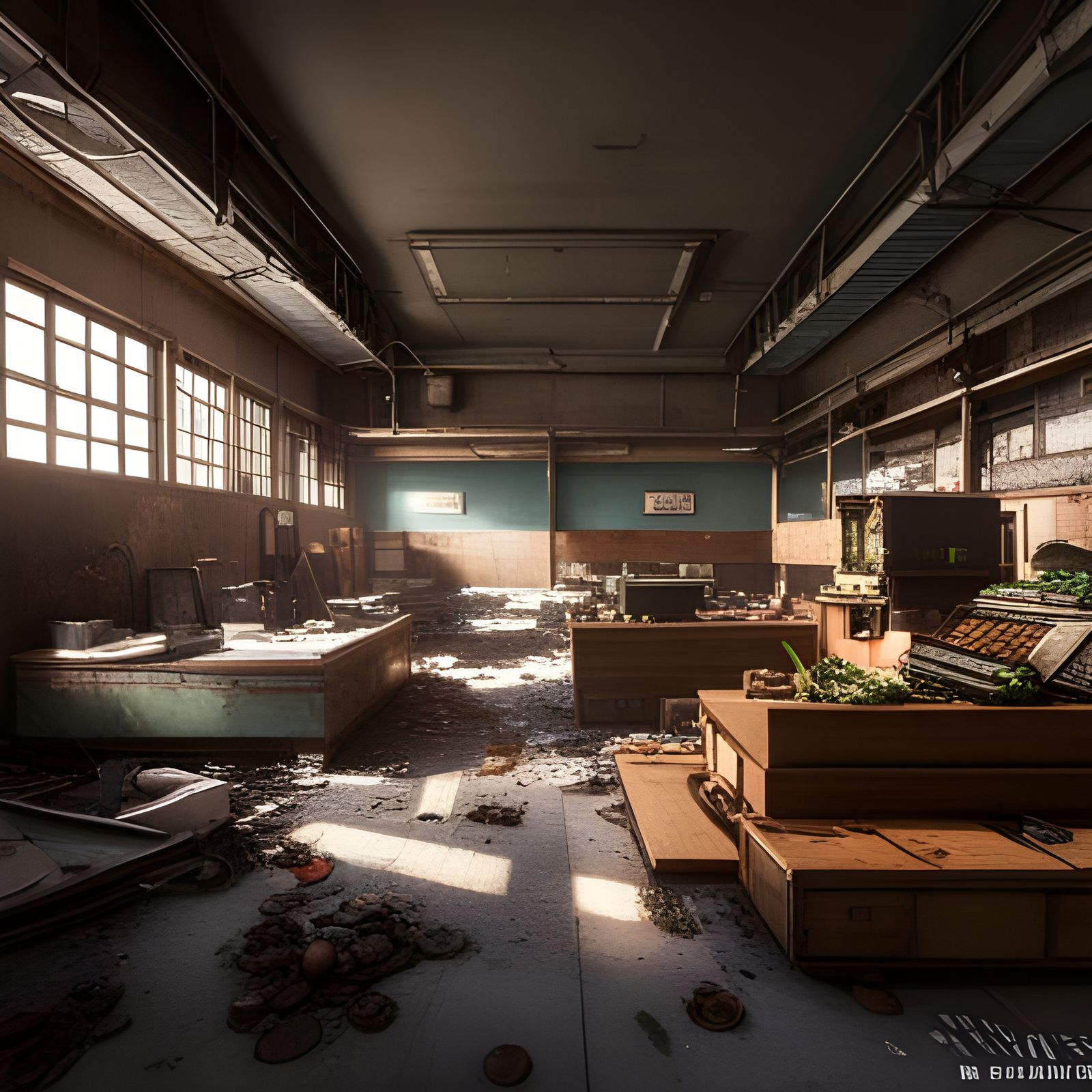 Post-Apocalyptic Abandoned Store in 3D Game Style