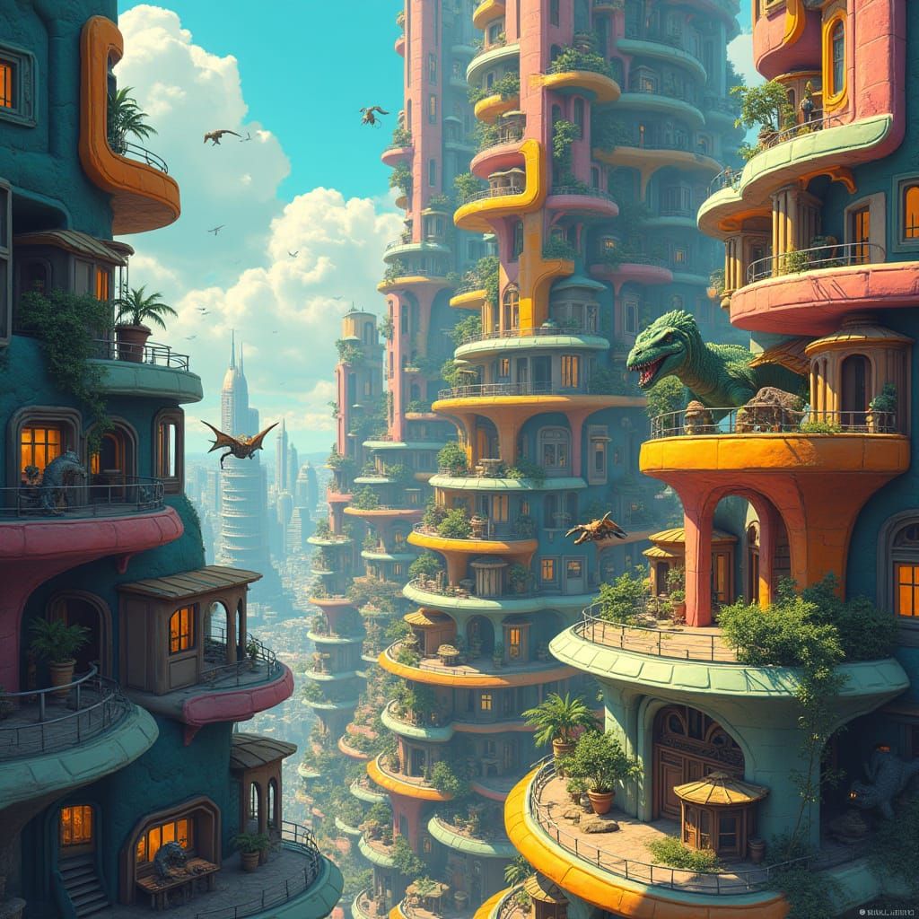 Futuristic Metropolis for Humans and Dinosaurs