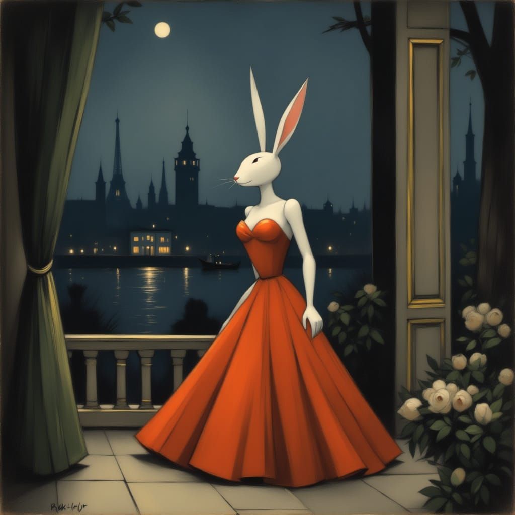 Elegant Bunny in Evening Dress
