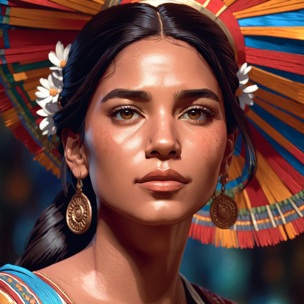 Stunning Portrait of Hispanic Woman in Digital Art Style