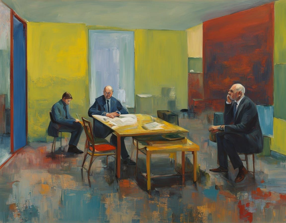 Sorrowful Oil Painting of Loneliness and Inner Tension