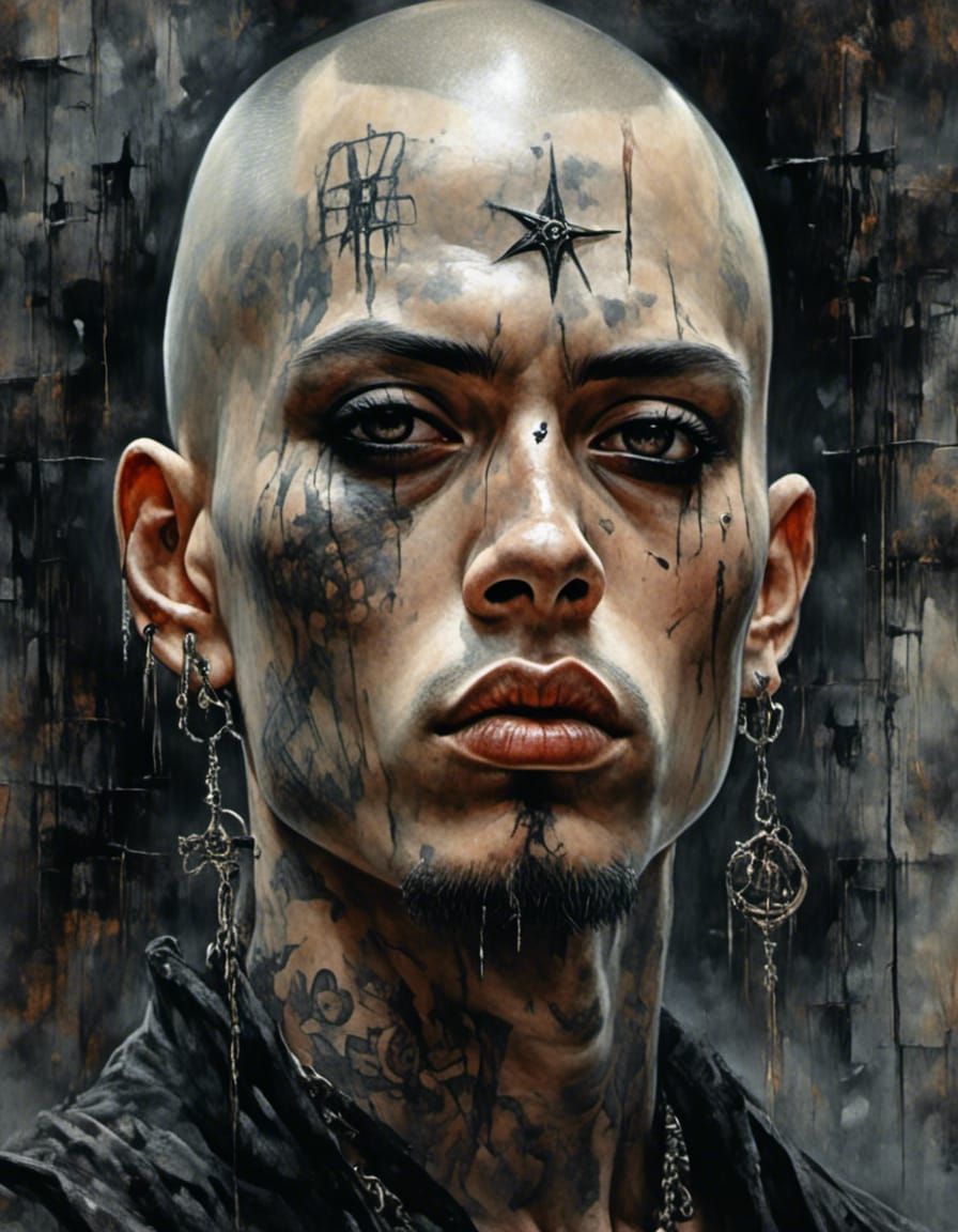 Grunge Goth Star in Hyperdetailed Japanese Style