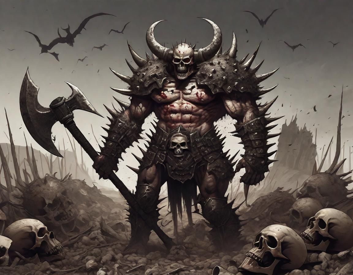 Armored Demon with Axe in Barren Wasteland