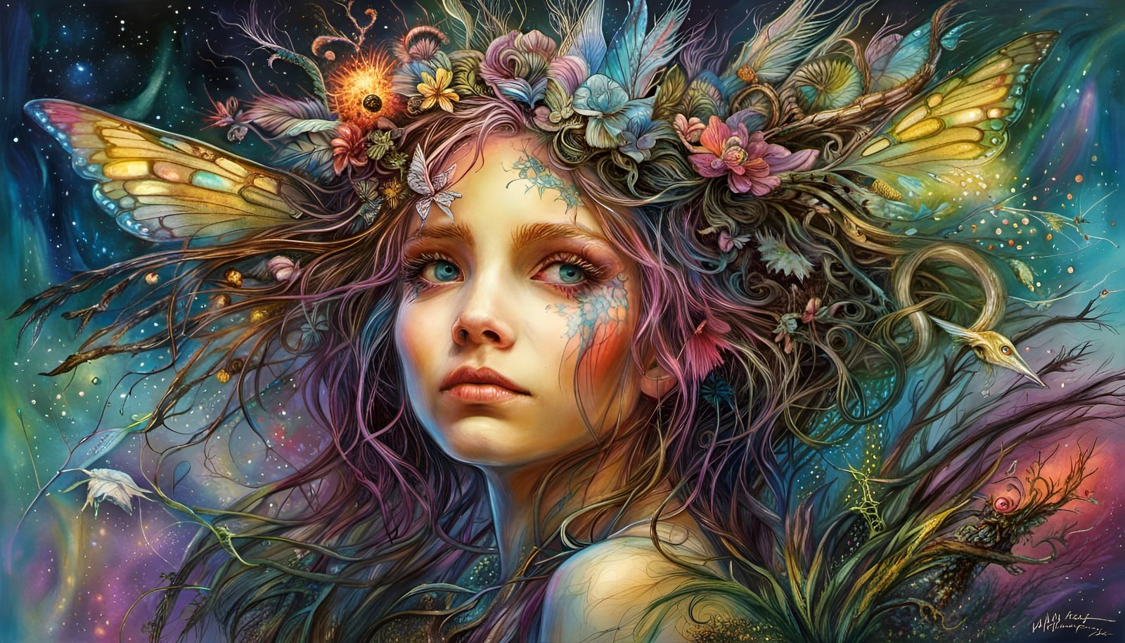 Fairy Punk in Bioluminescent Forest Clearing