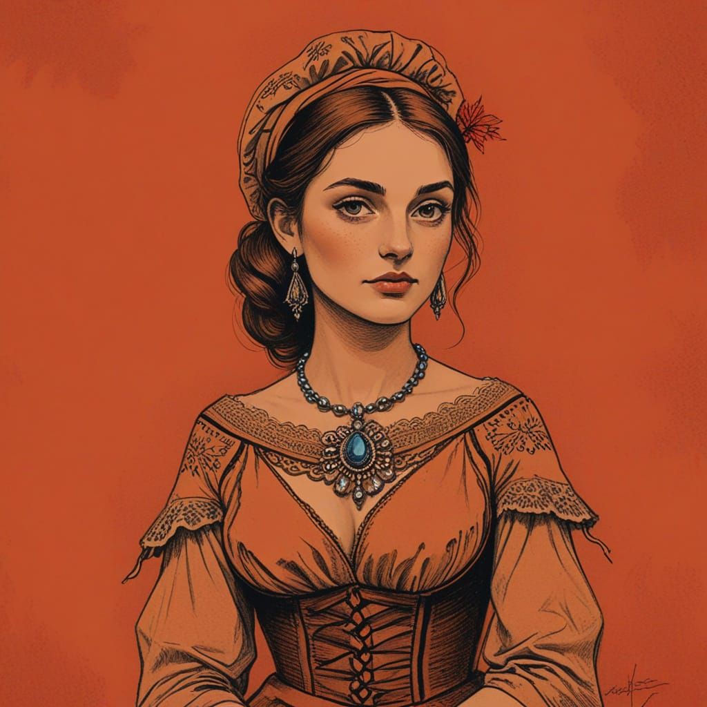 Drawing of a French Woman