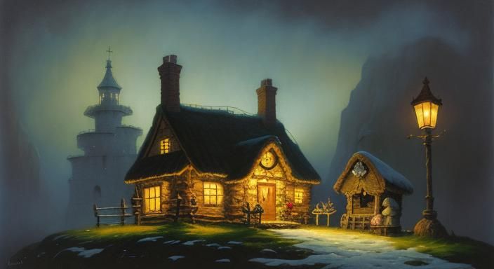 Whimsical Dwarf Peddler Portrait in Gouache Style