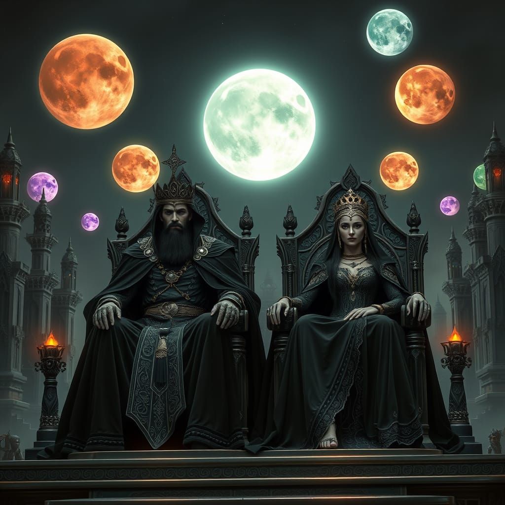 King Enki and Queen Inanna on Nibiru in Gothic Style