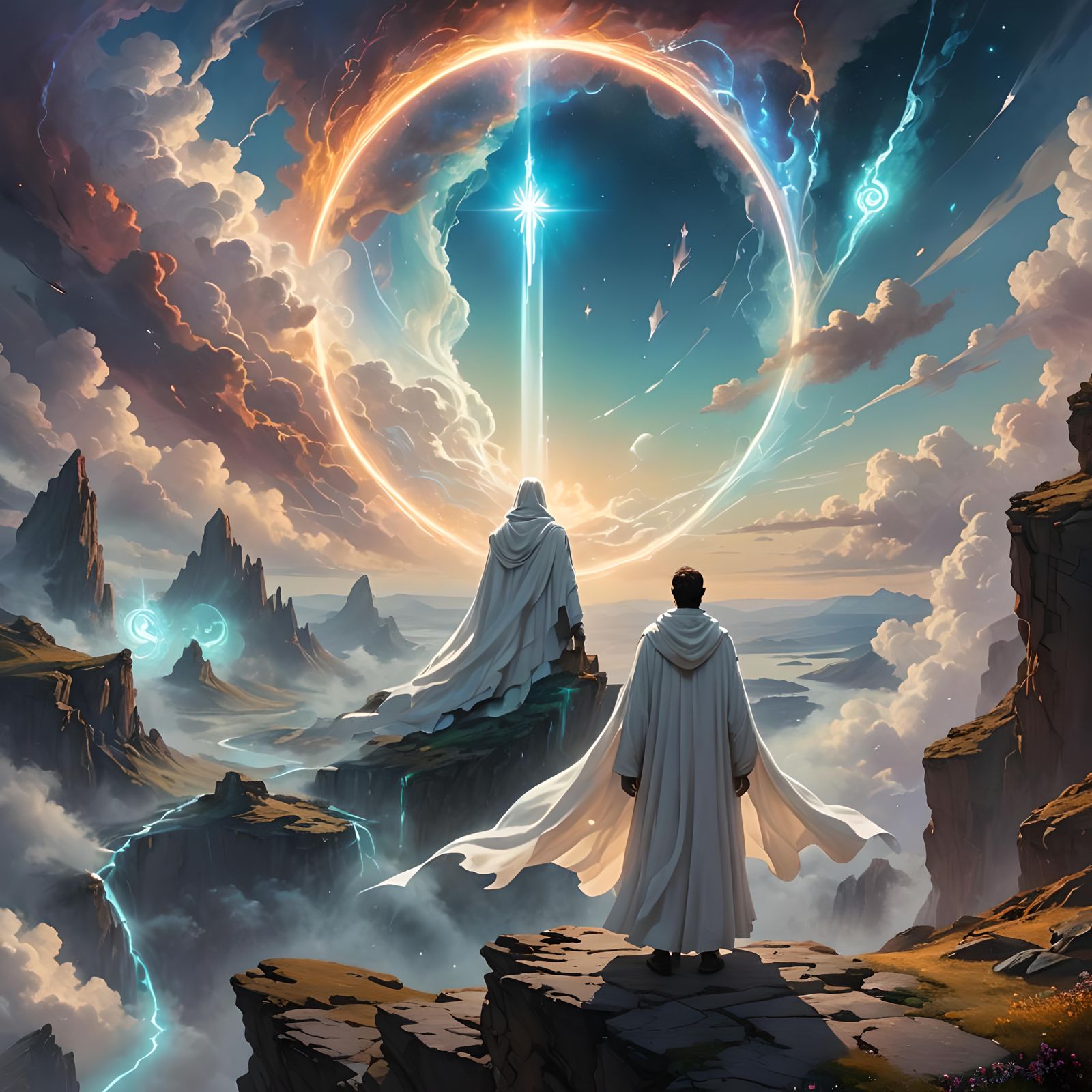 Cliffside Sunrise Vision: A Matte Painting of Dreams