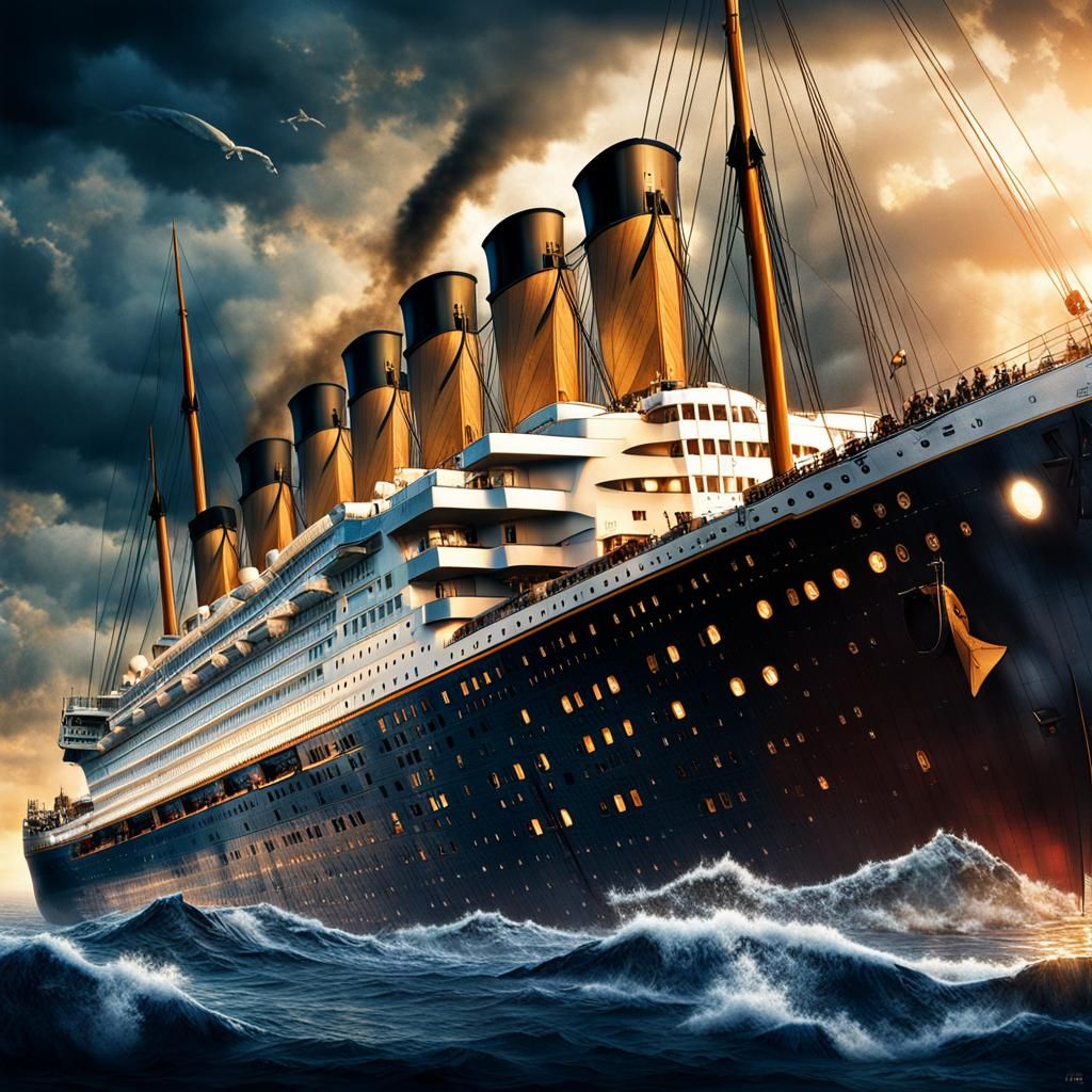 Dramatic Titanic Movie Poster in Hyperrealism