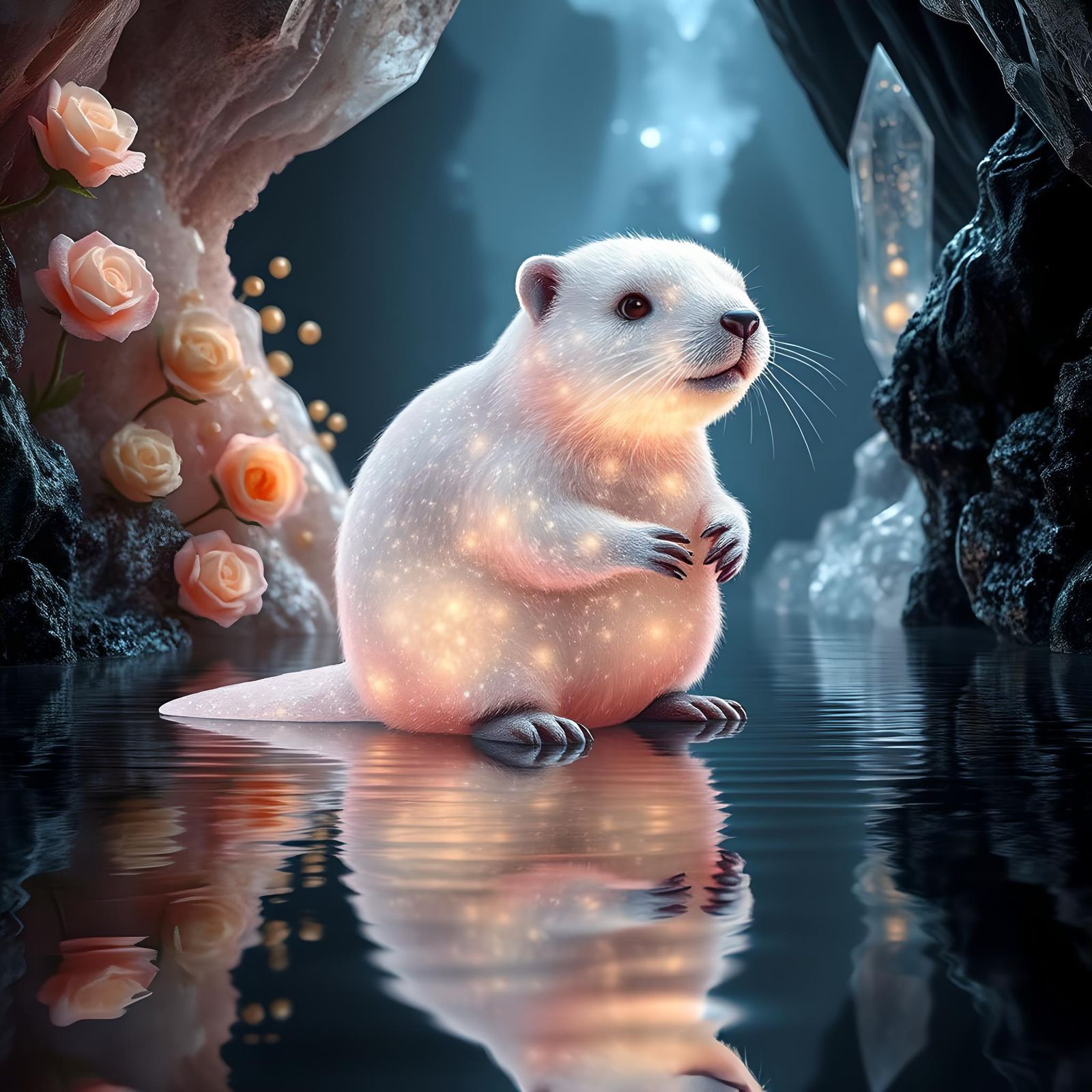 Bioluminescent Beaver in Crystal Cave