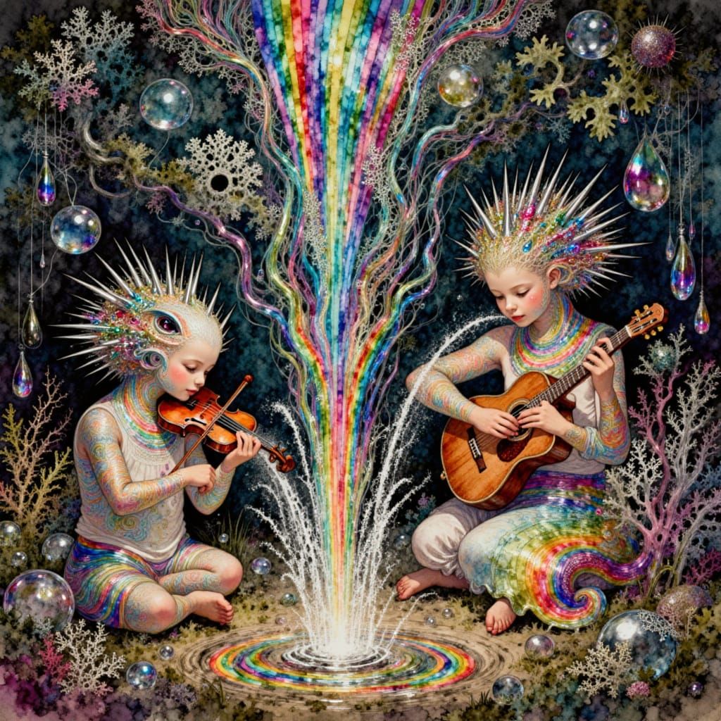 Whimsical Creatures Play Music With Children