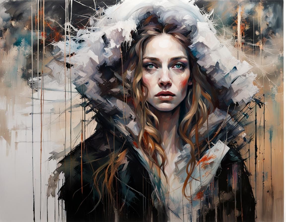 Winter Portrait in Klimt-Inspired Maximalist Style