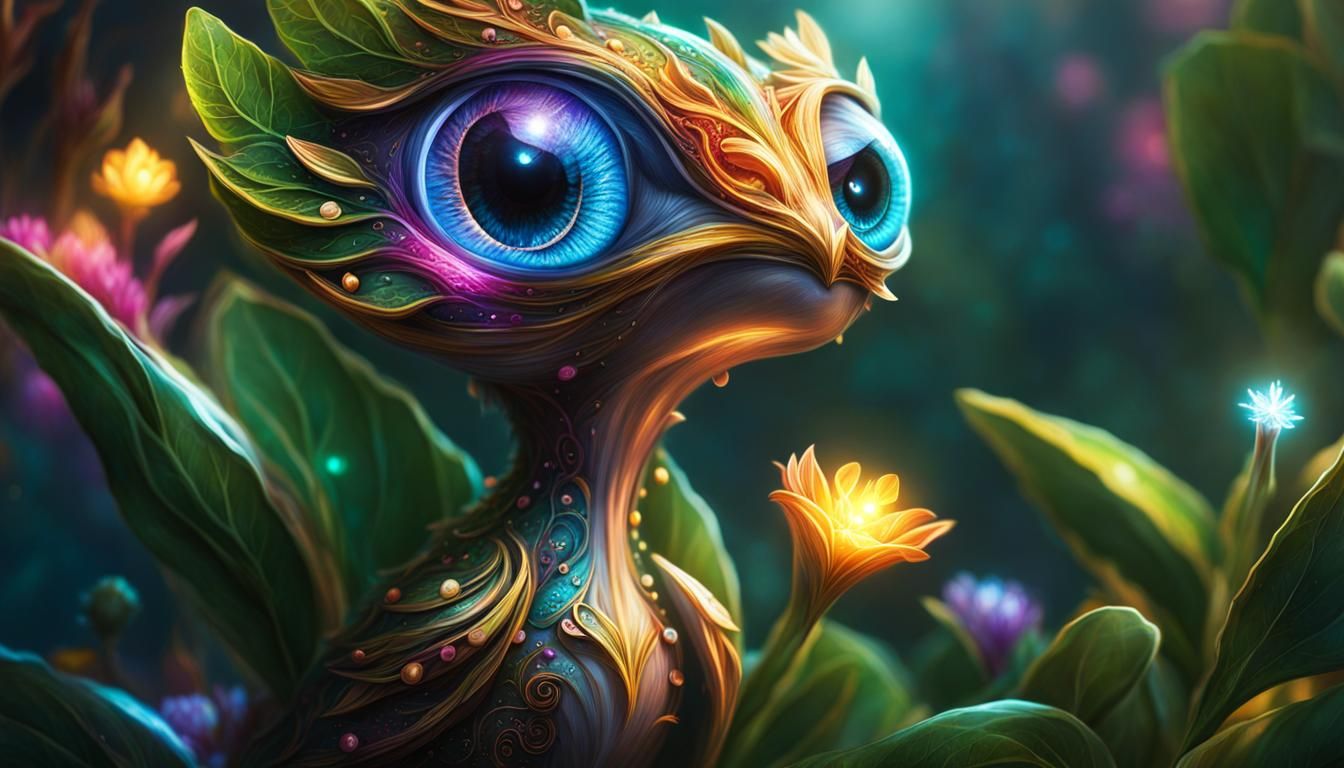 Beautiful Magic plant creature, dnd character, Hyperrealistic, casting light out of, concept art, intricately detailed, ...