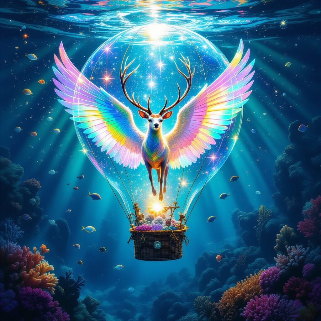 Mystical Stardust Deer in Underwater Balloon World