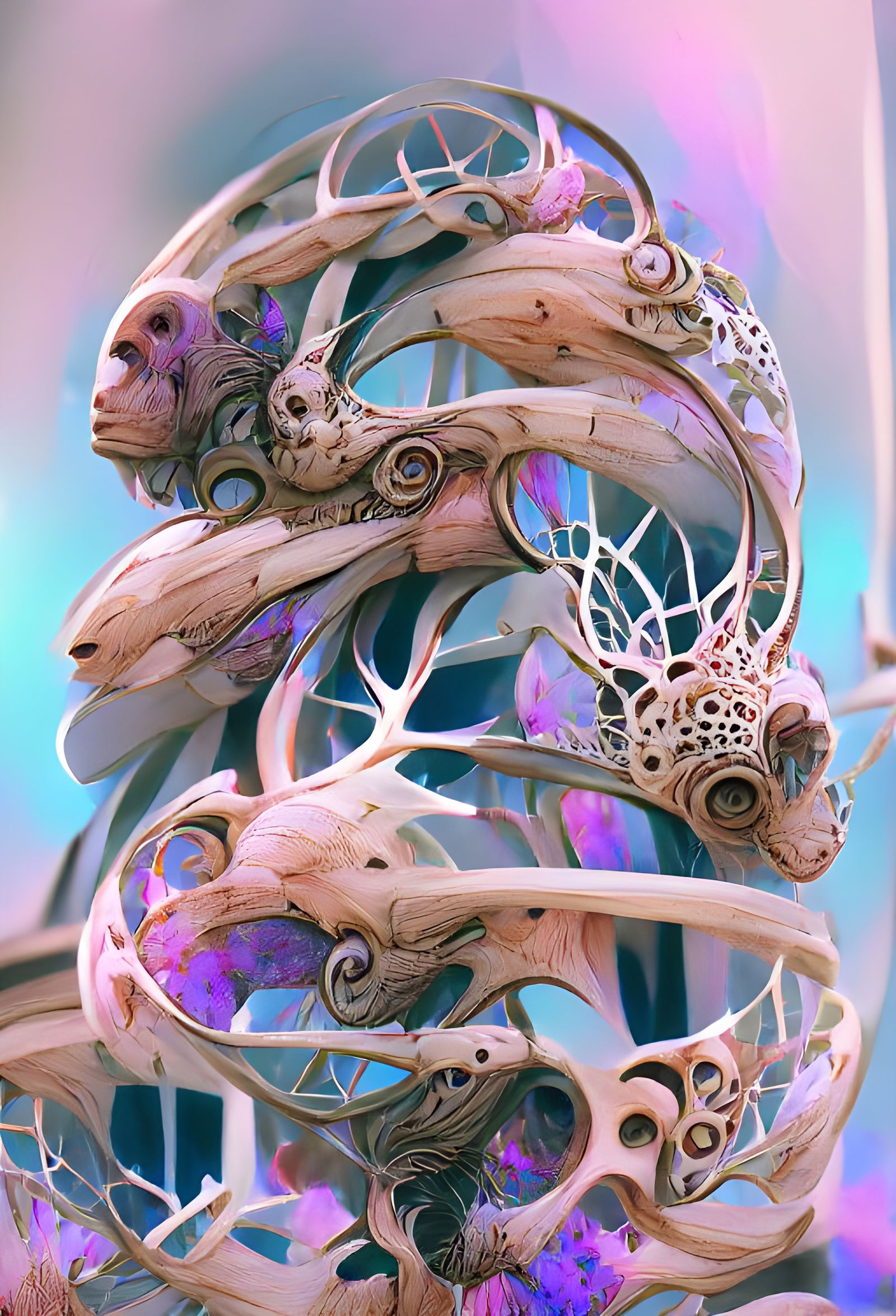 Sci-Fi Art Nouveau Driftwood Architecture in Twilight