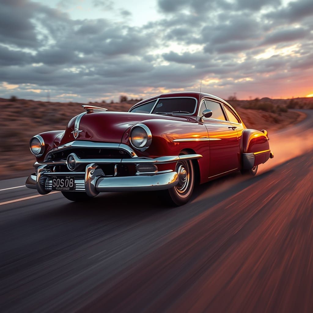 Hyperrealistic Racing Car in Sunset Glow