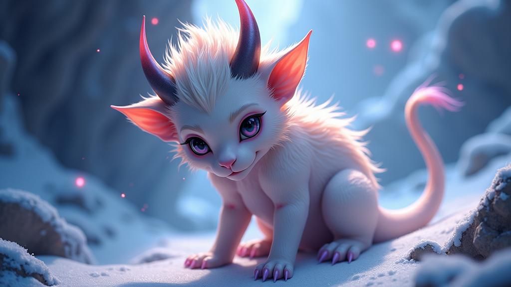 Icy Devil with Platinum Hair in Anime Style