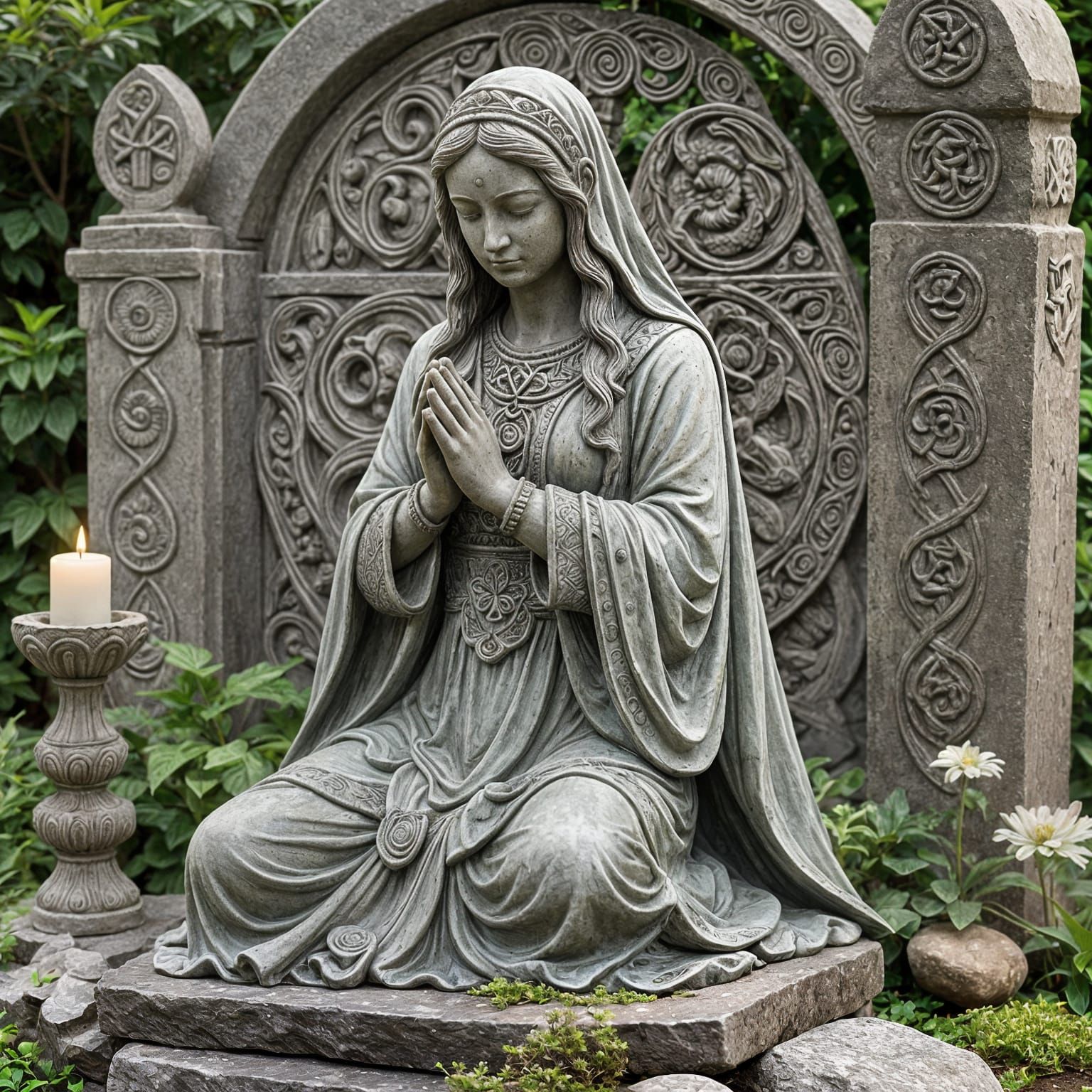 Celtic Woman Statue in Prayerful Garden