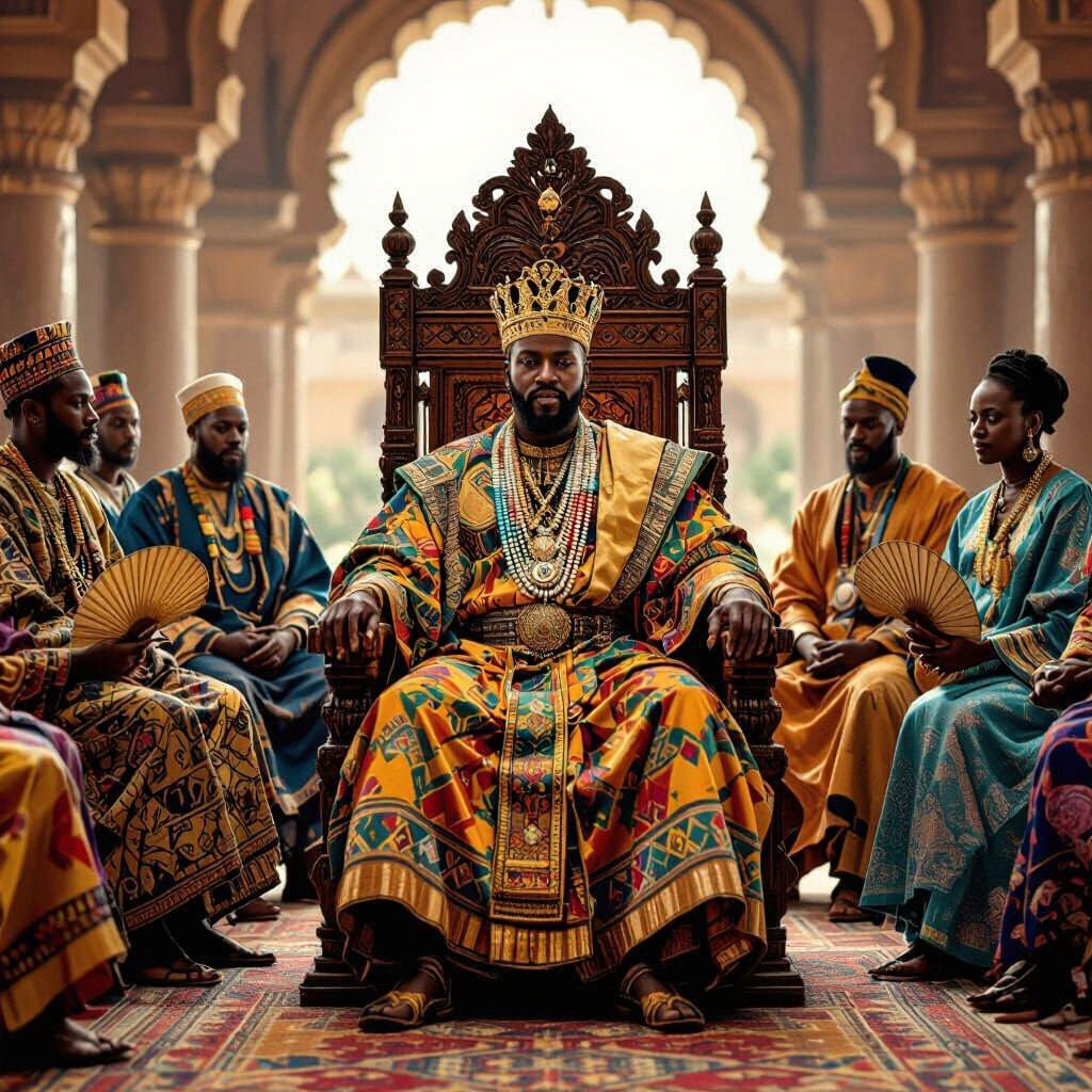 African King in Royal Regalia, Hyper-Realistic Photo