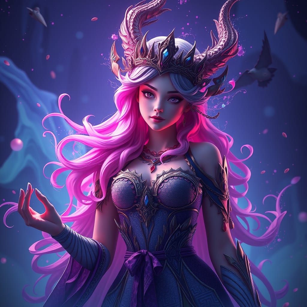 Enchanted Forest Goddess in Vibrant Colors