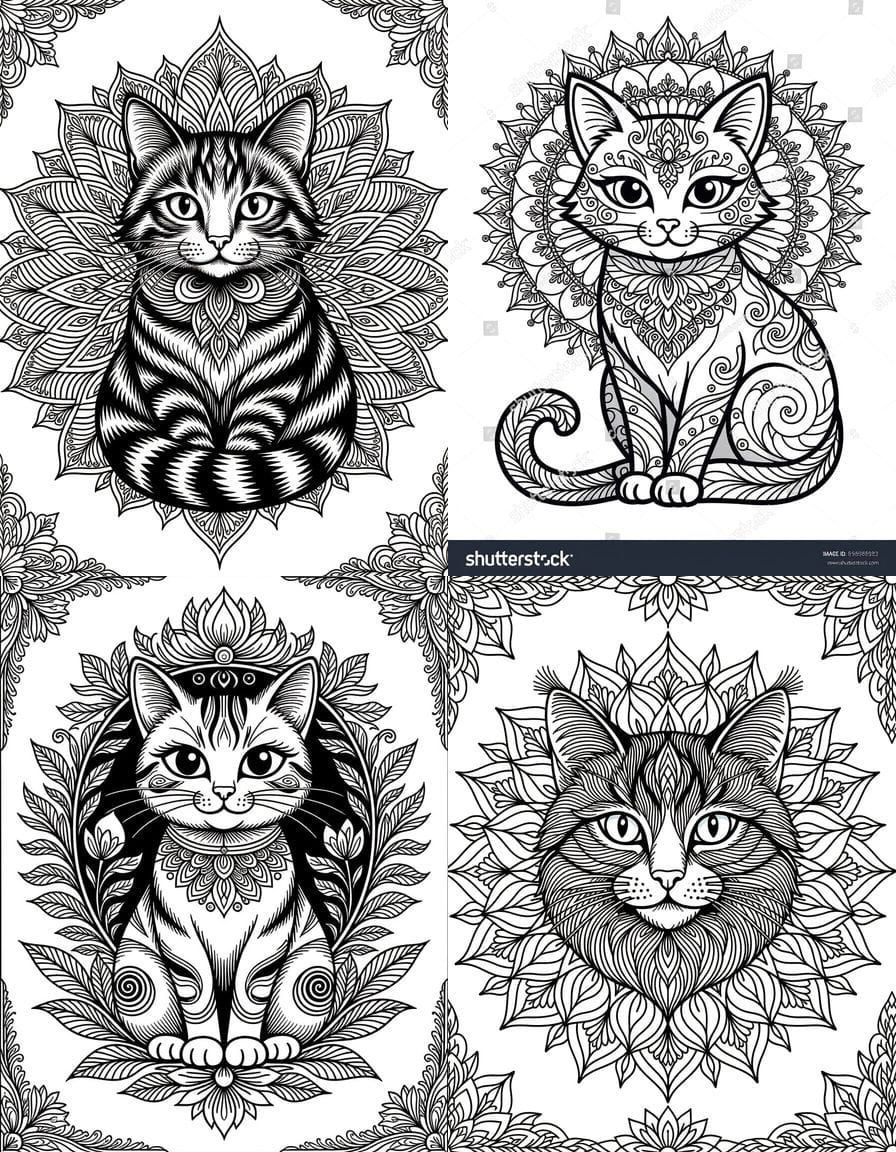 Cat Mandala Coloring Page
