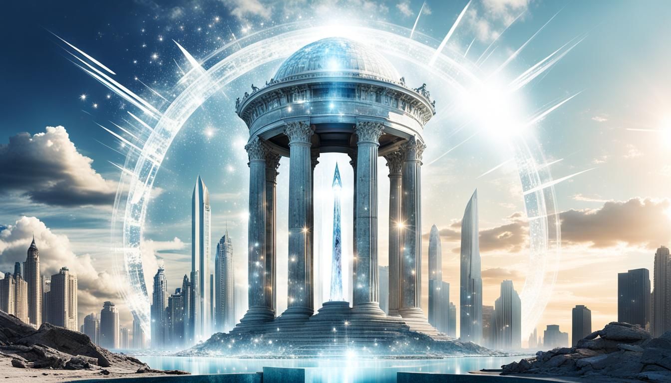 Electric Fire Grecian Pillar in Futuristic Atlantis