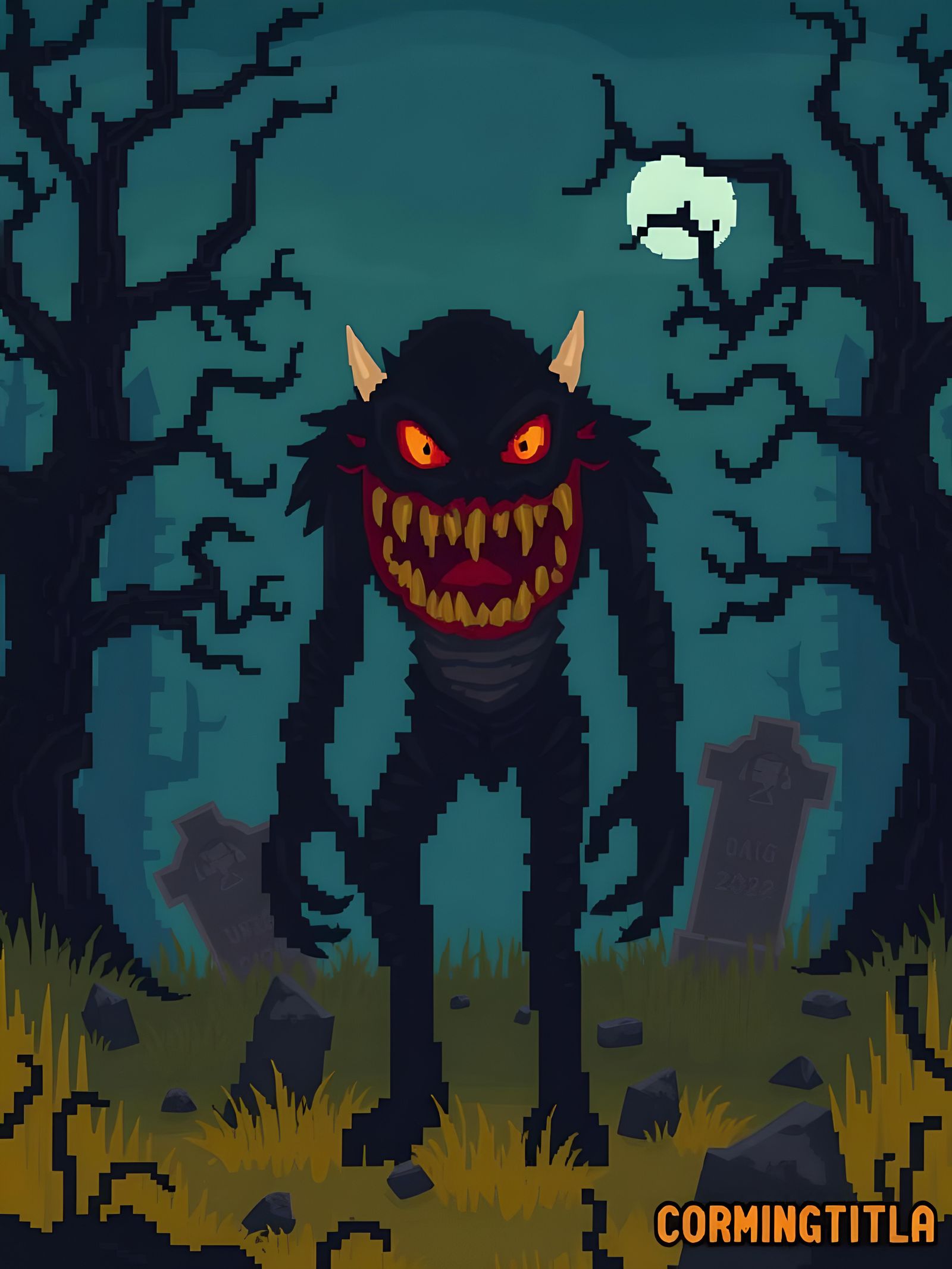 Creepy 8-Bit Horror Game Character in Pixel Art