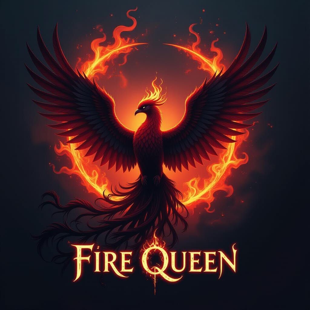 Ominous Fire Phoenix in Dark Fantasy Style