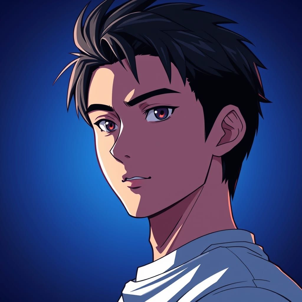 Vibrant Anime Portrait in Flat Manga Scan Style