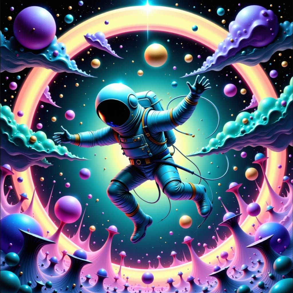 Astronaut's Silent Scream in Cosmic Horror Style