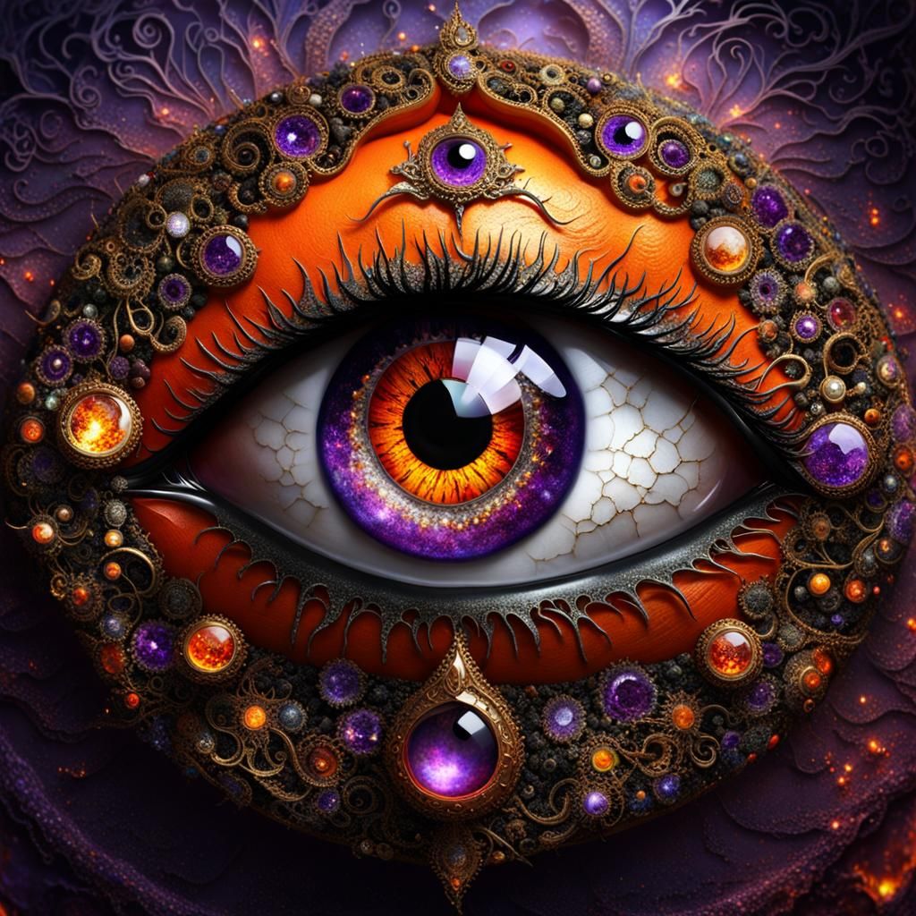Ornate Halloween Eye Made of Molten Gold