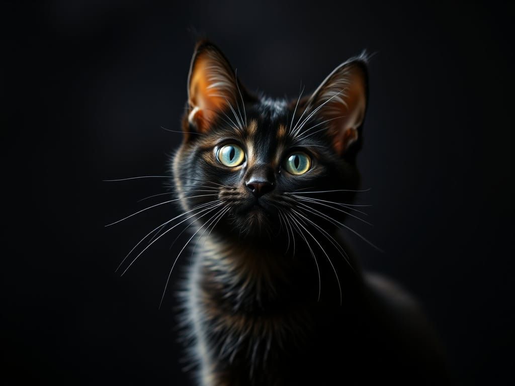 Surreal Feline Portrayal in Infinite Reflection