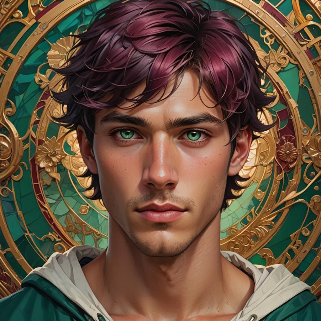 Detailed Portrait of Young Man in Digital Art Style