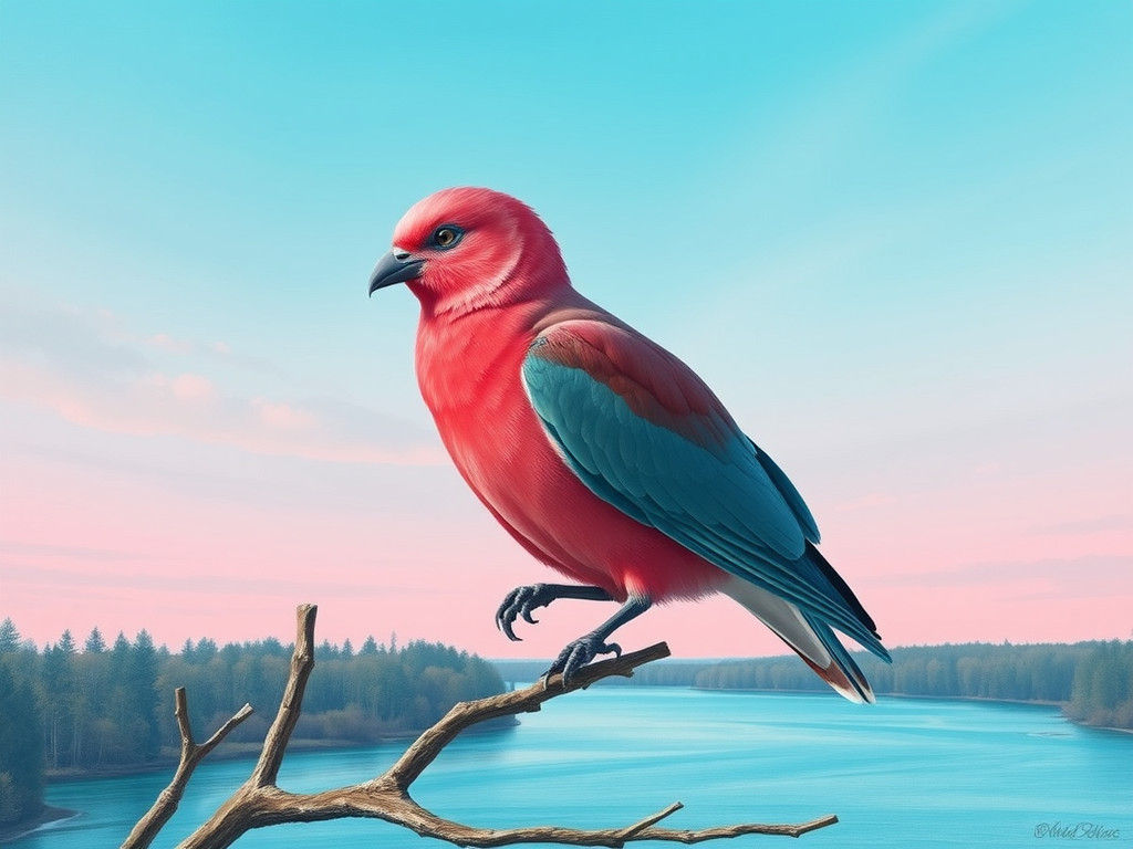 Cerise Galleon Amidst Pastel Sky